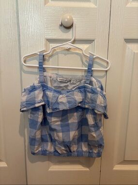 Janie and Jack Blue & White Gingham Ruffle Camisole